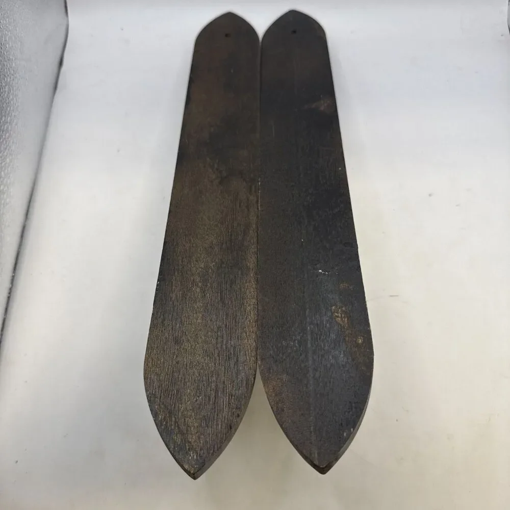 Wood Wall Taper Candle Sconces, Set Of 2, Flat Black, 13”x2.25”x3.5”, MCM Style